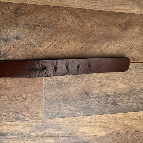 Fossil Leather Dress Belt Men's Size 40 Black US Fields Engraved Buckle 6277‎ - Picture 5 of 8